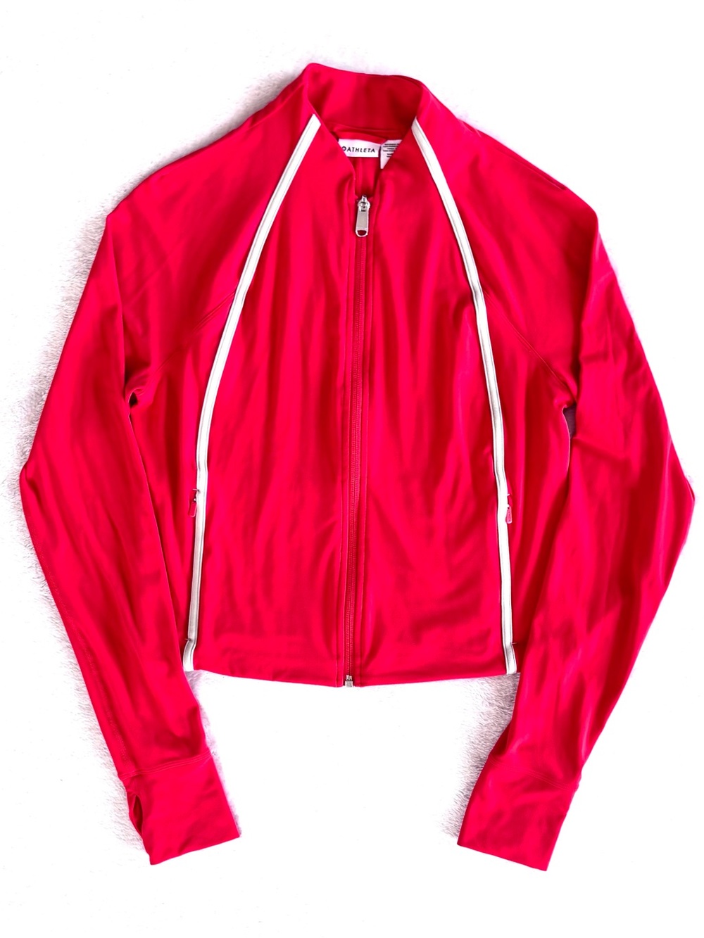 Athleta Salutation Yoga Studio Crop Jacket, Red with White Piping, Size M